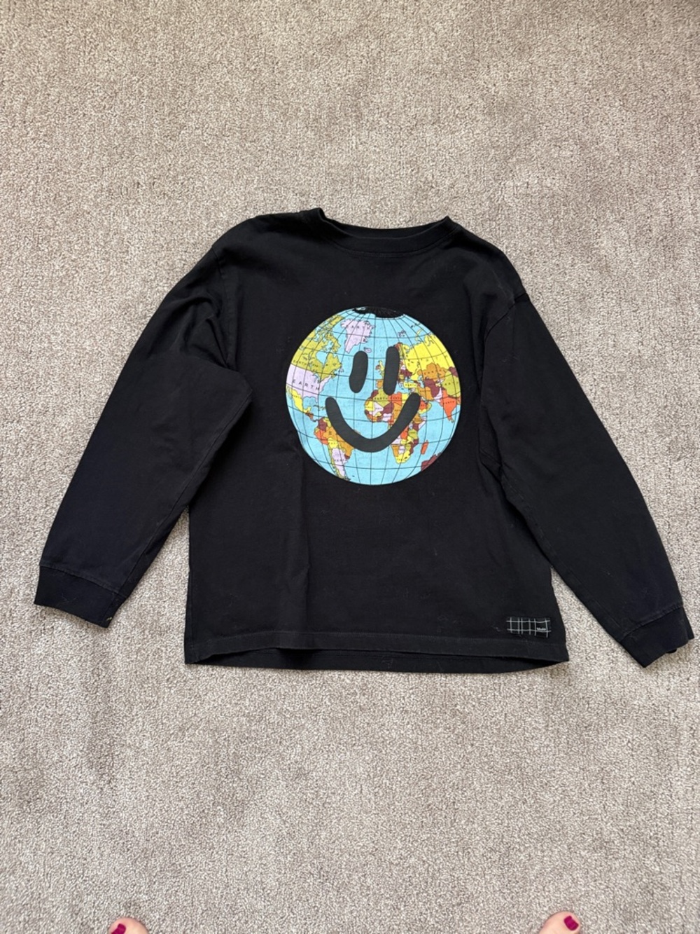 Molo Long-Sleeve Tee with Smiley Globe Graphic